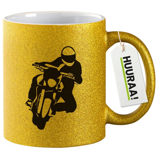Glitzertasse motorradfahrer - glitzertasse,