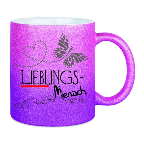 Farbverlauf-Glitzer-Kaffetasse