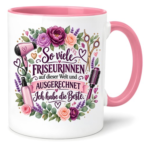 Herzbotschaft tasse friseurin - tasse,