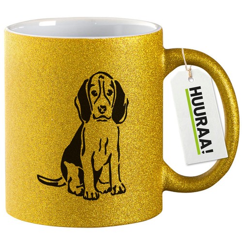 Glitzertasse beagle silhouette - beagle,