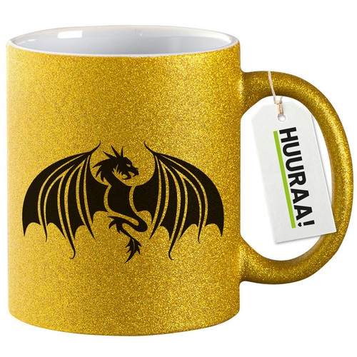 Glitzertasse drache silhouette - glitzertasse,