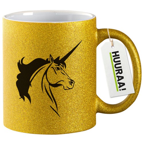 Glitzertasse einhorn - glitzertasse,