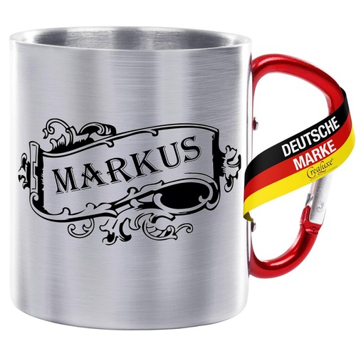 Edelstahltasse mit karabiner - edelstahltasse,