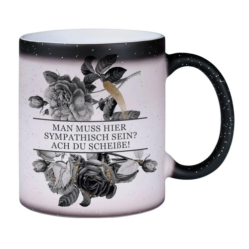 Glitzer zaubertasse black rose - black,